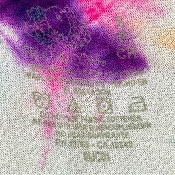 Fruit of the Loom size small colorful tie dye short sleeve white vneck shirt - Picture 9 of 9